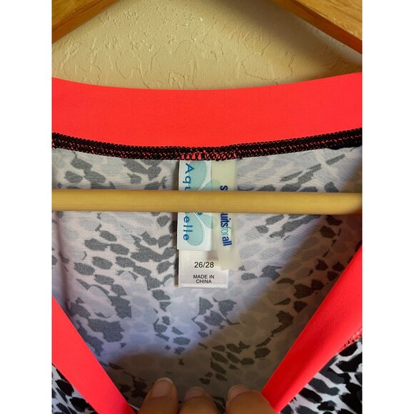 Swimsuits for All Aquabelle Black Neon Leopard Long Sleeve Rashguard Sun Protect - Picture 6 of 7